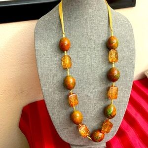 Vintage 90s Ceramic Glass & Lucite Statement Necklace by CHICO’s